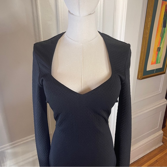Va Va Voom Black Sexy Form Fitting Long Sleeve Bodycon Dress - Picture 1 of 7